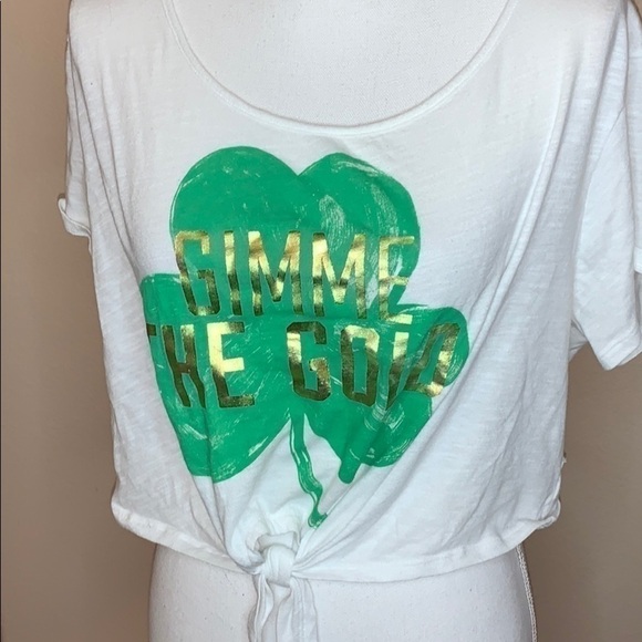 VS pink gimme the gold front knot top - Picture 2 of 5